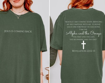 Minimalist Christian Aesthetic Jesus is Coming Back Oversized Comfort Colors Tshirt Spread the Good News Inspirational Bible Quote trendy