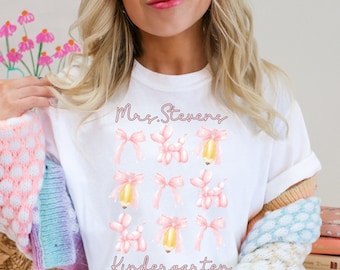 Custom Kindergarten Teacher Shirt,Comfort Colors Teacher Tee,Coquette Teacher shirt,Grade T-Shirt for Teacher,Back to school,personalized