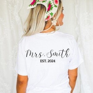 Custom Mrs. Bride T-Shirt,Custom Wifey Shirt,Mrs.Sweatshirt,Personalized Mrs Shirt,Bachlorette party gift,Trendy wife shirt,Bride Gift,Wifey