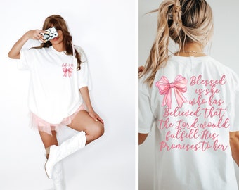 Christian Pink Coquette Shirt,Comfort Colors,Christian Coquette,Coquette Aesthetic,Bible Verse Shirt,Pink Bow Shirt,Balletcore,soft girl era