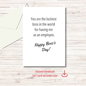 Boss Day Card Digital Printable Funny Digital Card for Boss Humor