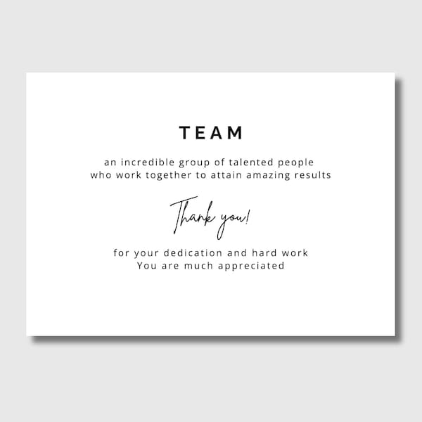 Employee Thank You Card Printable Staff Appreciation Card Etsy