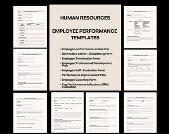 Employee Performance Forms HR Bundle Employee Review Disciplinary Termination KPIs Professional Development Leadership Development Templates