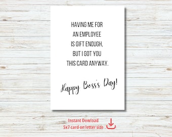 Boss's Day Card Digital Printable Funny Digital Card for Boss Humor Happy Boss's Day Card Instant Download