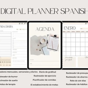 Digital Planner Spanish Agenda Digital Español 2025 Planificador semanal mensual diario sin fechas Goodnotes Notability Agenda imprimible