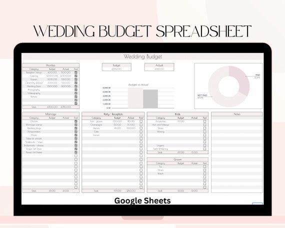 Wedding Budget Spreadsheet to Track Wedding Expenses Tracker