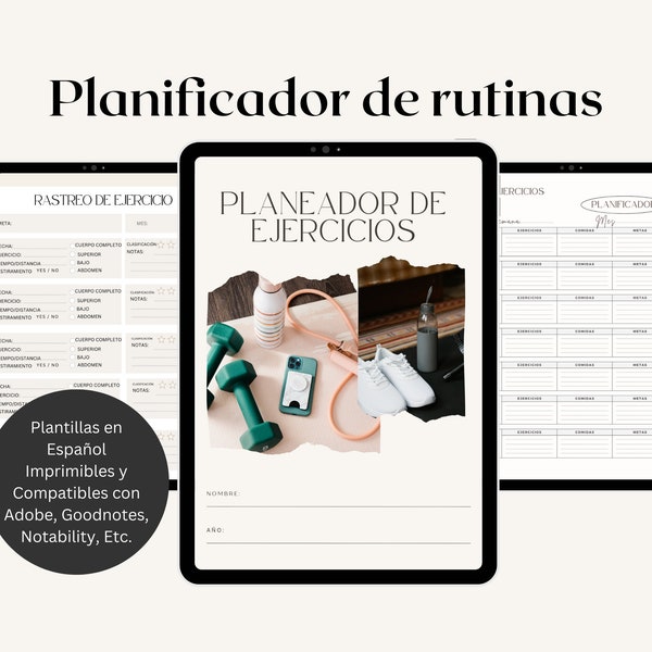 Planificateur de routines de remise en forme Planificateur de remise en forme en pesos : Planificateur de fitness espagnol Goodnotes Ipad