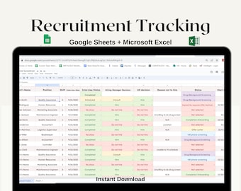 Spreadsheet to track applicants Recruitment Tracker Sheet for Human Resources recruiting spreadsheet google sheets and microsoft excel HR