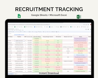 Spreadsheet to track applicants Recruitment Tracker Sheet for Human Resources recruiting spreadsheet google sheets and microsoft excel HR