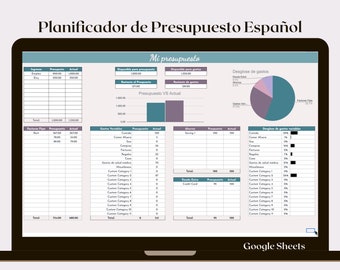 Planificador de Presupuesto Español Plantilla para ahorrar dinero Hoja de Cálculo Planificación de finanzas personales ahorro de dinero