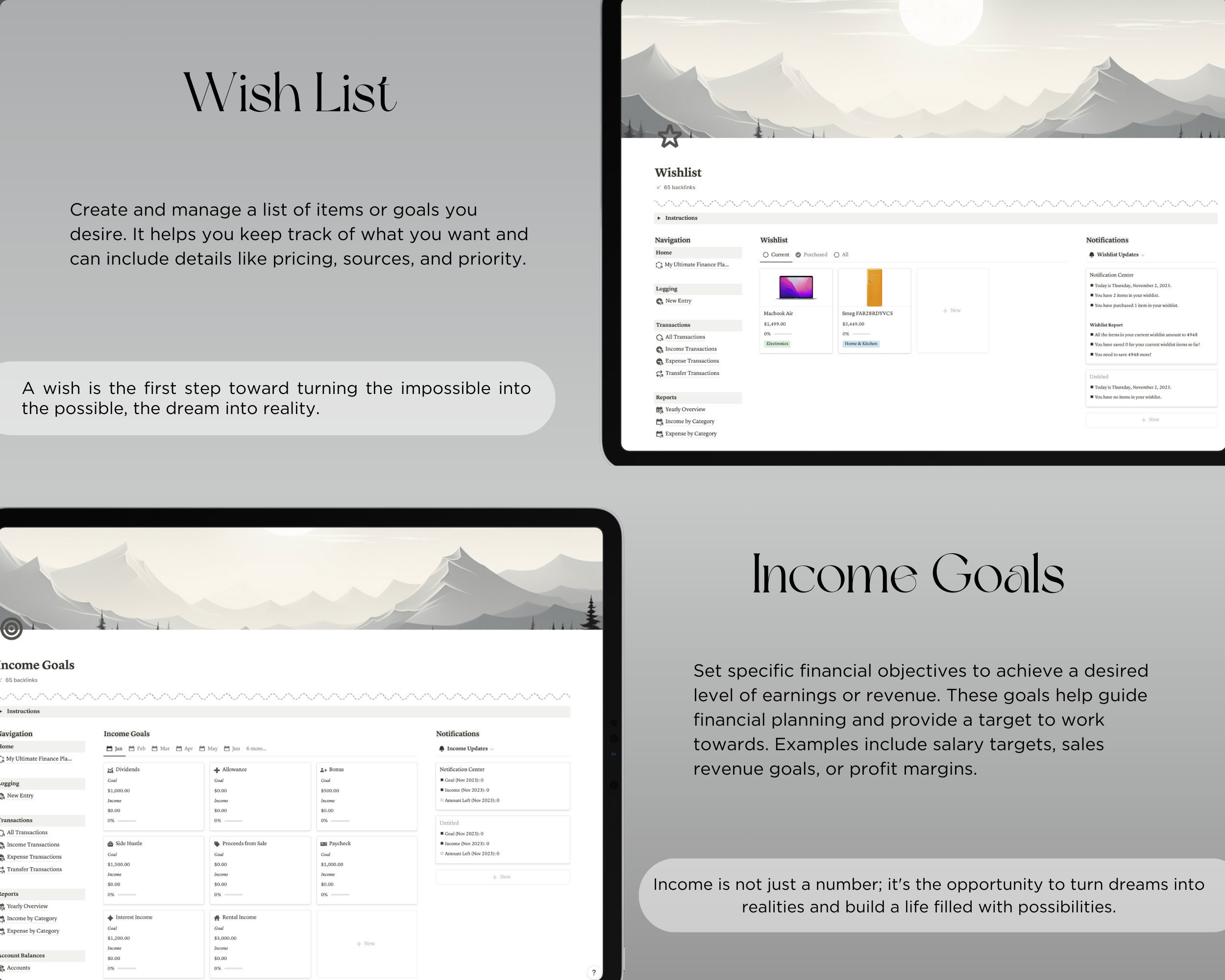 Notion Finance Planner Notion Template Budget Notion Business Template