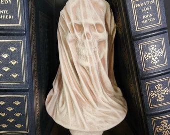Vieled Skull Bust Statue