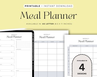 Meal Planner Printable, Grocery List, Health & Fitness, Weekly Meal Planner, Meal Prep, Goodnotes, Digital Planner, PDF