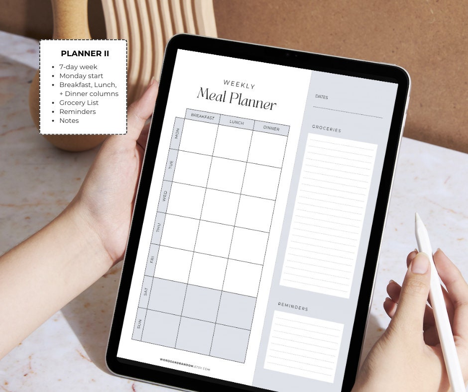 Meal Planner Printable, Meal Prep, Grocery List, Weekly Meal Prep Planner for Health &amp; Fitness ...