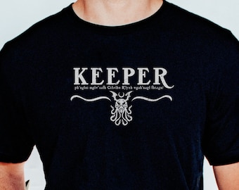Camiseta unisex de Keeper Call of Cthulhu, camiseta Lovecraft, regalo para geeks, regalo para gamers, camiseta genial para fans de los juegos de rol de terror