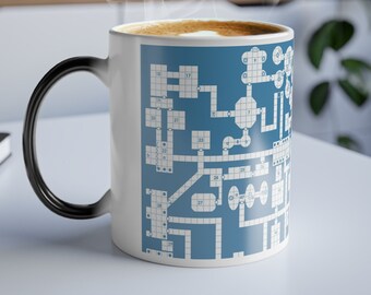 Old School Dungeon Map Color Morphing 11oz Ceramic Mug, Classic D&D Design, The Perfect Gift for Geeks, Nerds, Him or Her!