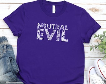 Camiseta unisex de D&D con alineamiento neutral y malvado, camiseta de DnD, regalo para geeks, regalo para jugadores, camiseta genial para fanáticos de los juegos de rol de fantasía