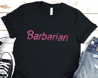 Camiseta unisex rosa de D&D Bárbaro, regalo para frikis, gamers, ideal para fans de los juegos de rol de fantasía.