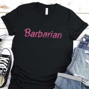 Pink BARBARIAN D&D Unisex T-Shirt, DnD Shirt, Gift for Geeks, Gift for Gamers, Cool Shirt for Fantasy TTRPG Fans