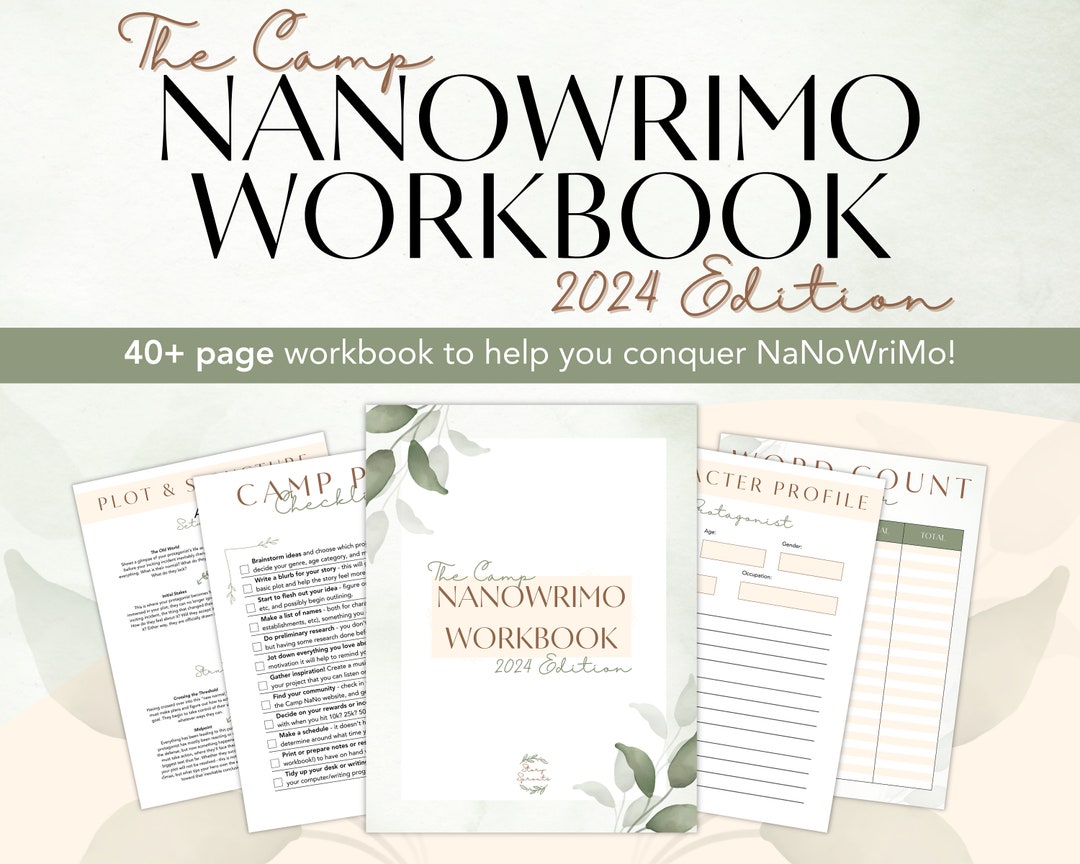 2024 Camp Nano Workbook Digital/printable Preptober, Nanowrimo Help
