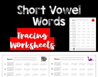 Short Vowel Word Tracing Worksheets - Preschool Learning Printables