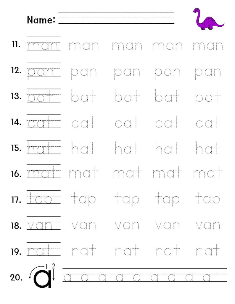 Short Vowel Word Tracing Worksheets Preschool Learning Printables Etsy