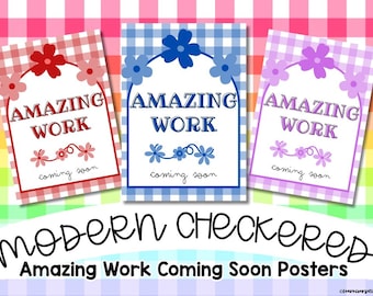 Modern Checkered Classroom Posters, Work Coming Soon (PDF/PNG)