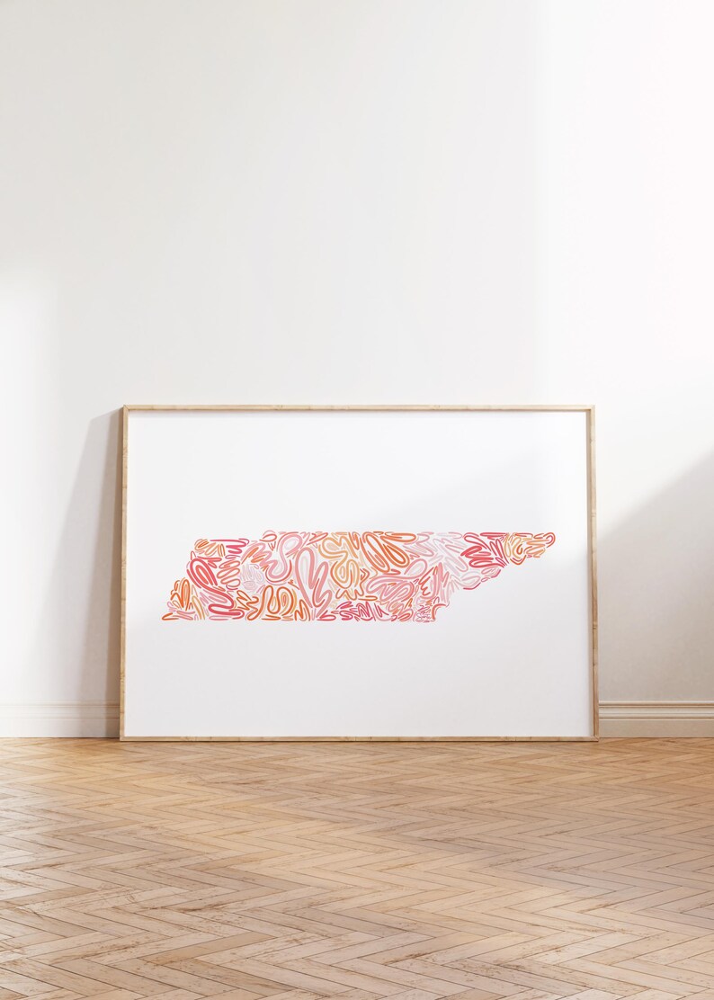 Tennessee State Map Print – Abstract Pink Dorm Decor (digital Download ...