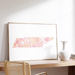 Tennessee State Map Print – Abstract Pink Dorm Decor (digital Download ...