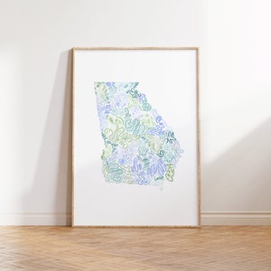 Georgia State Map Art Print - DIGITAL DOWNLOAD, College apartment decor aesthetic, Bookshelf decor, Sage green wall art, Sante Creates