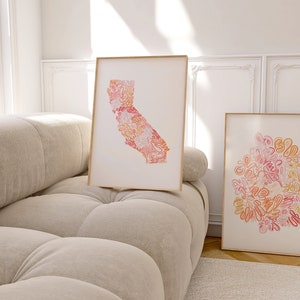 California State Karte Kunstdruck - DIGITAL DOWNLOAD, College Leseratte ästhetik, Bücherregal dekor, rosa Wandkunst, Sante kreiert