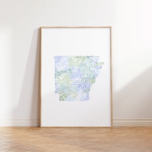 Arkansas State Map Art Print - DIGITAL DOWNLOAD, College apartment decor aesthetic, Bookshelf decor, Sage green wall art, Sante Creates
