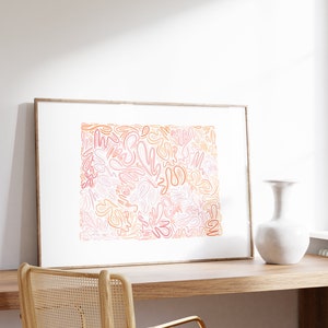 Impression d'art de carte de l'état du Wyoming - TÉLÉCHARGEMENT NUMÉRIQUE, esthétique de décoration d'appartement universitaire, décoration d'étagère, art mural rose clair, Sante Creates