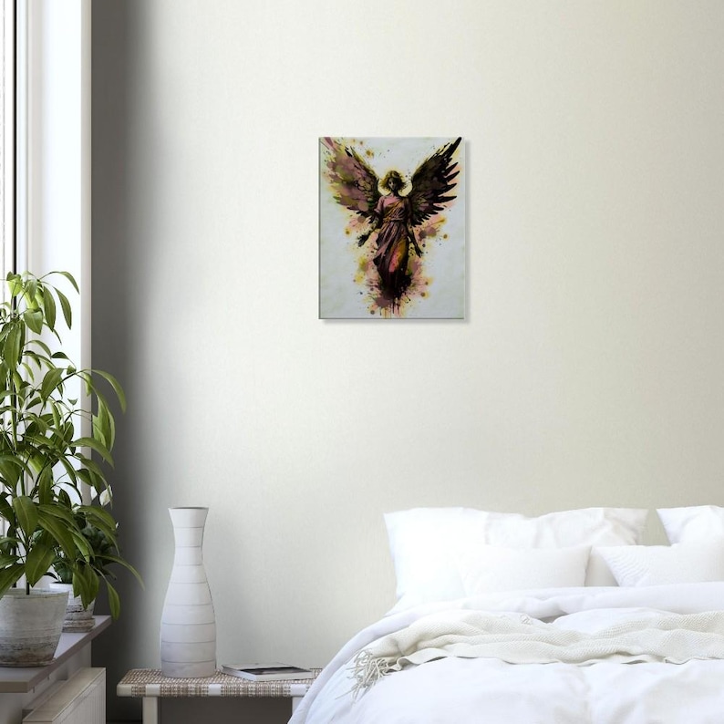 Portrait of an Angel in Flight - Modern Splash Color Canvas Art 16x20 ...