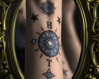 Tatuaje de brazo con diseño geométrico: pintado digitalmente (descarga digital)