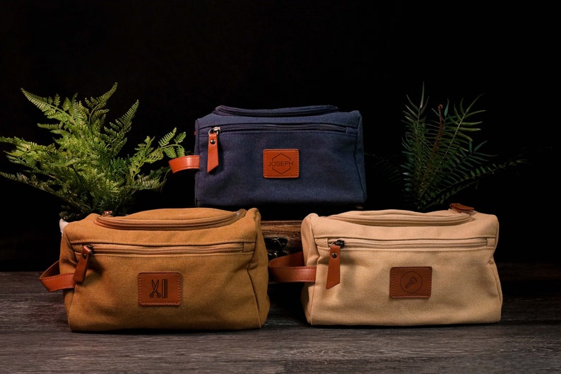 Personalized Mens Toiletry Bag Canvas Toiletry Bag for Him Custom