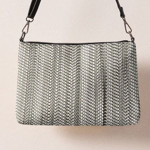 Black, Gray, White Chainmail Design Crossbody Bag Wrist Bag Purse Shoulder Bag