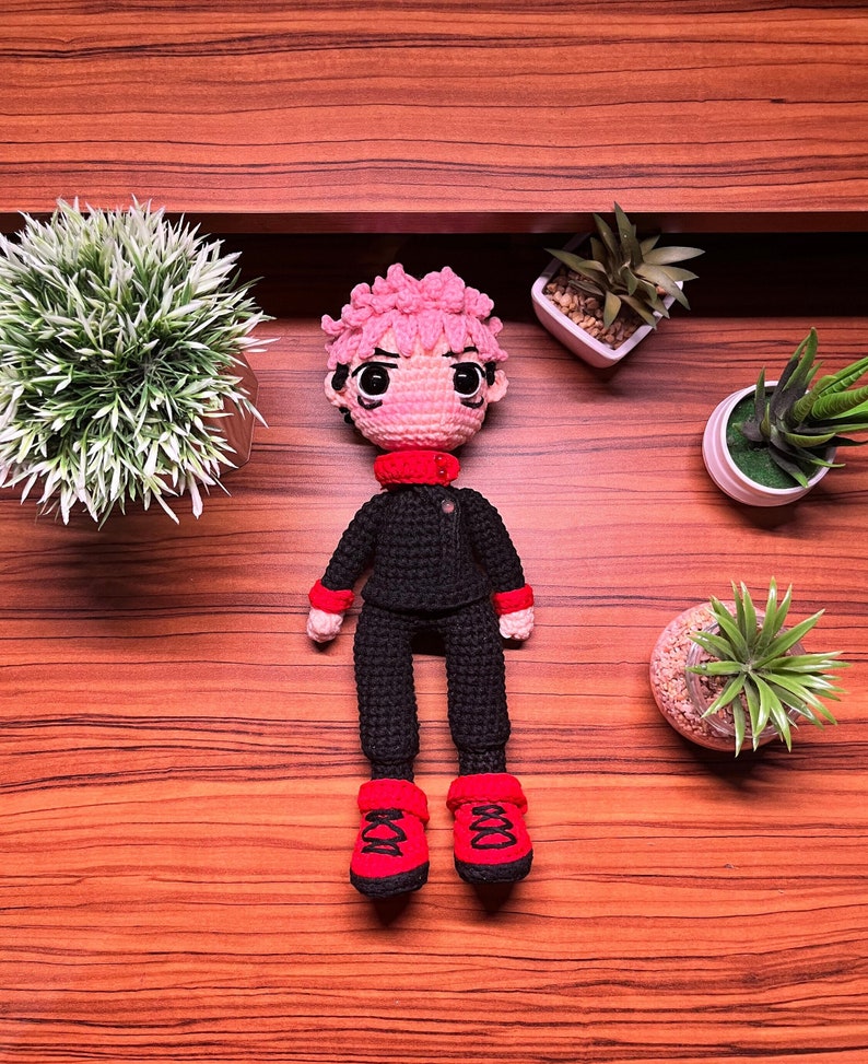Anime Crochet, Itadori Yuji Amigurumi Pattern, Jujutsu Kaisen Crochet