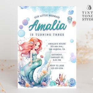 Mermaid Birthday Invitation: Under the Sea Party (CANVA Download)