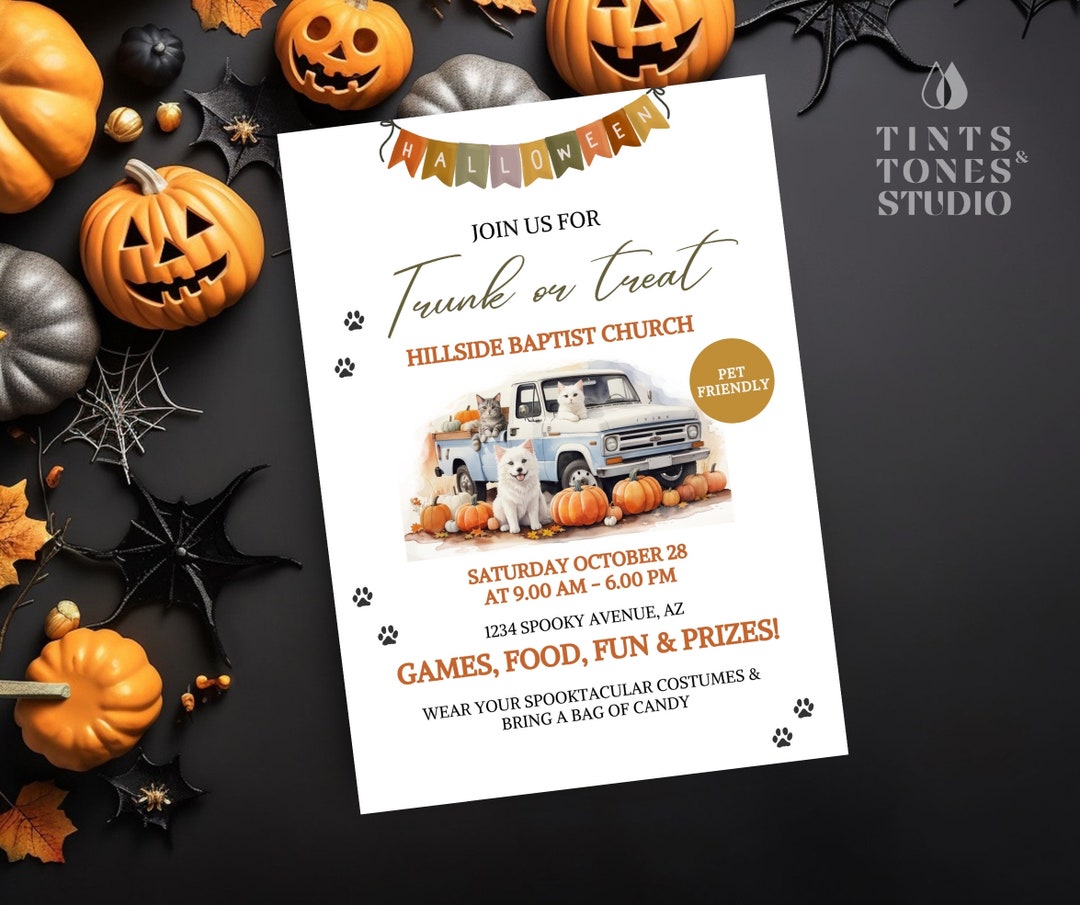 EDITABLE Trunk or Treat Invitation Halloween Party Trunk or Treat Flyer