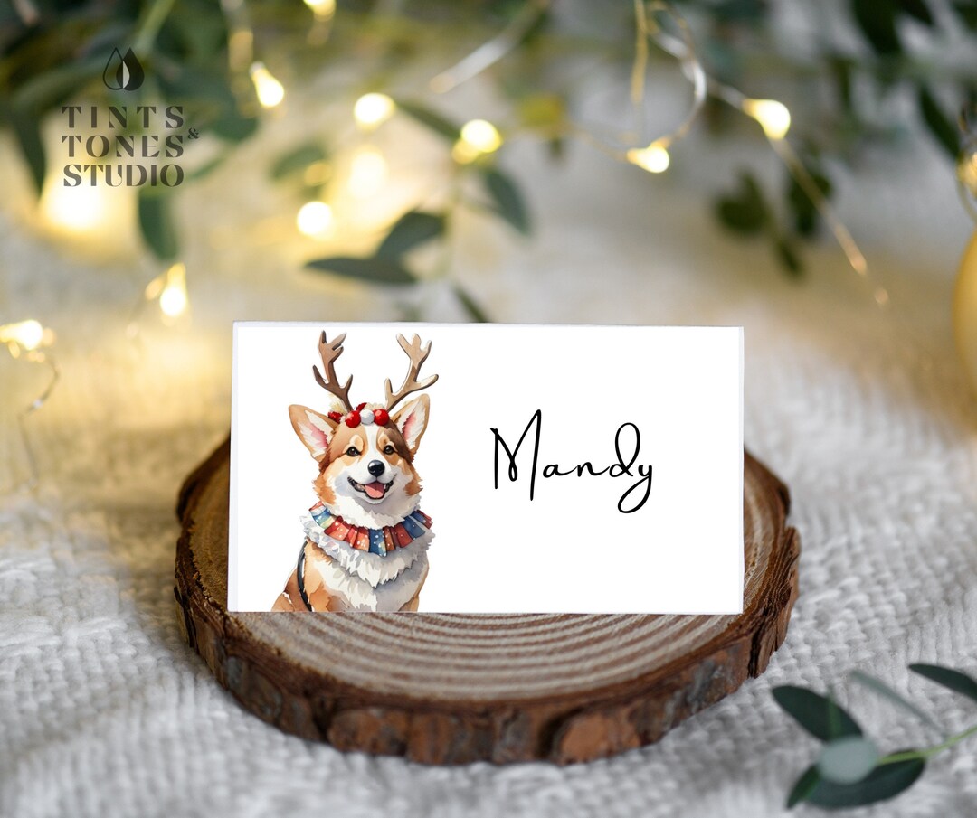 Dog Birthday Party Name Card Template Pembroke Place Card Template ...