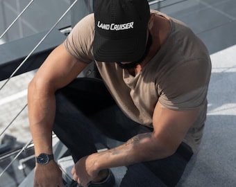 Land Cruiser Distressed Dad Hat – Embroidered Custom Cap for Toyota SUV Fans and Overlanding Enthusiasts, 4x4 Off Road, Toyota TRD pro