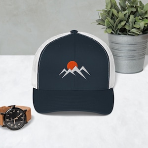 Mountain Trucker Hat | Retro Adventure Hat | Hiking Snapback | Embroidered Mountain Hat | Outdoors Gift | Camping Hat | Nature Hat