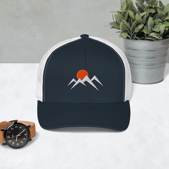 Mountain Trucker Hat | Retro Adventure Hat | Hiking Snapback | Embroidered Mountain Hat | Outdoors Gift | Camping Hat | Nature Hat