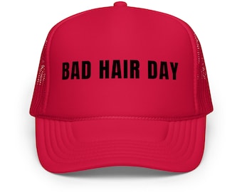 BAD HAIR DAY Foam Trucker Hat | Funny Embroidered Hat for Women | Retro Snapback | Messy Hair Cap | Humorous Hat Gift for Her