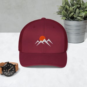 Mountain Trucker Hat | Retro Adventure Hat | Hiking Snapback | Embroidered Mountain Hat | Outdoors Gift | Camping Hat | Nature Hat