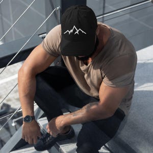 Mountain Dad Hat | Adventure Embroidered Cap | Distressed Outdoor Hat | Nature Hiking Hat | Camping Aesthetic Hat | Wanderlust Cap