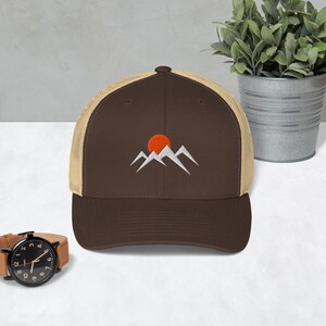 Mountain Trucker Hat | Retro Adventure Hat | Hiking Snapback | Embroidered Mountain Hat | Outdoors Gift | Camping Hat | Nature Hat