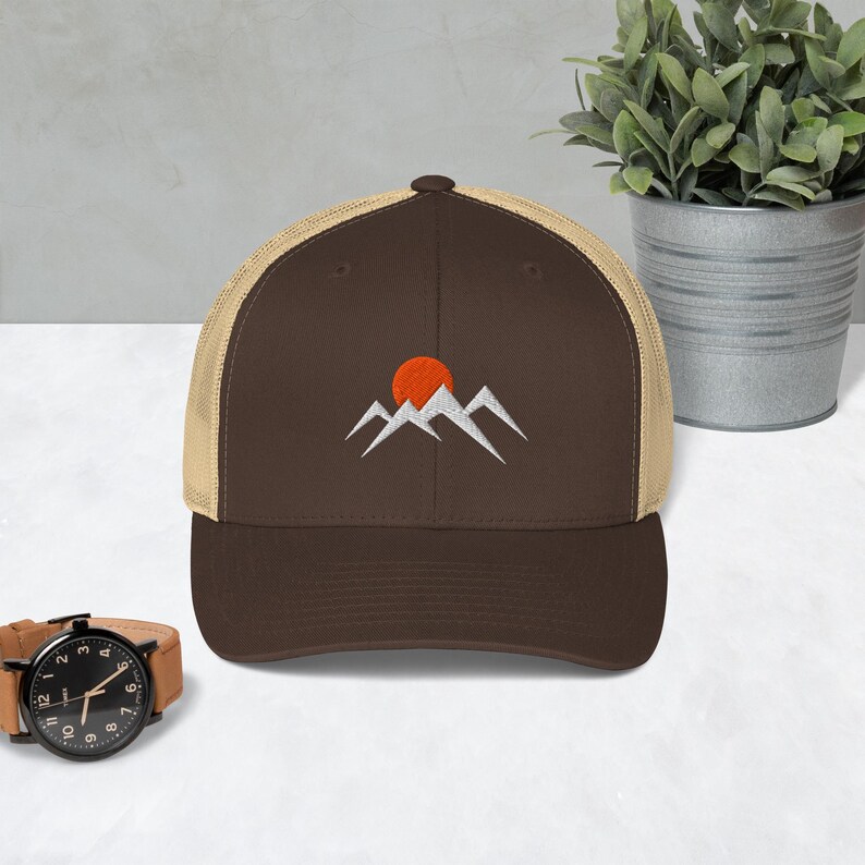 Mountain Trucker Hat | Retro Adventure Hat | Hiking Snapback | Embroidered Mountain Hat | Outdoors Gift | Camping Hat | Nature Hat