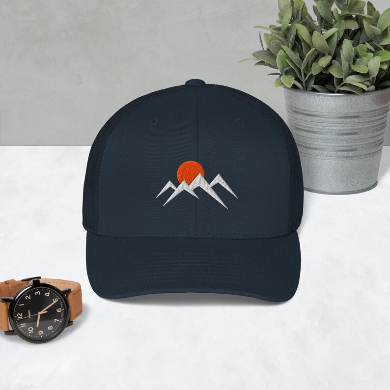 Mountain Trucker Hat | Retro Adventure Hat | Hiking Snapback | Embroidered Mountain Hat | Outdoors Gift | Camping Hat | Nature Hat